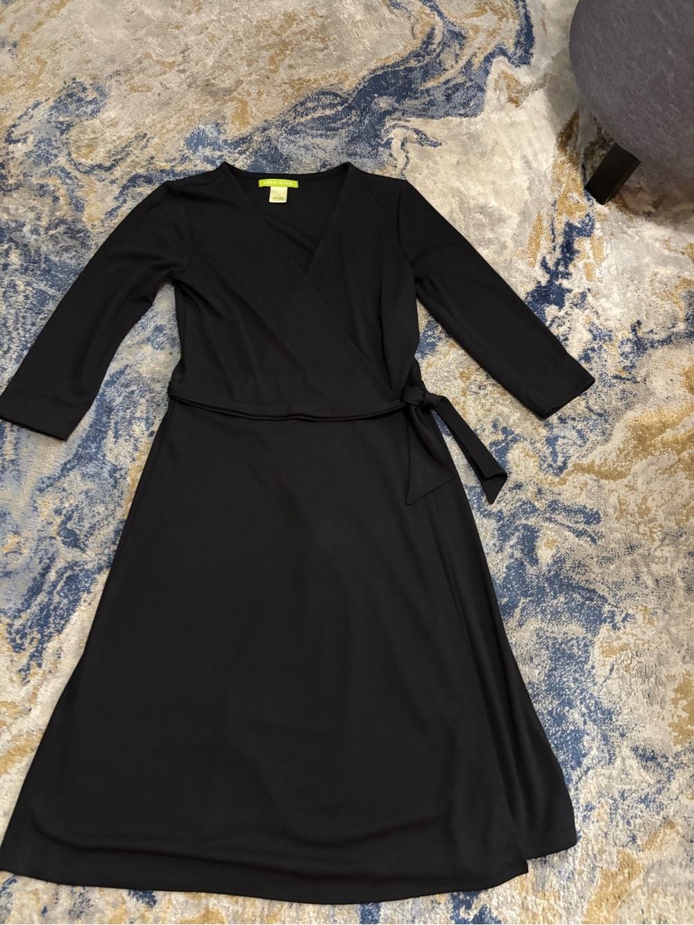 Sigrid Olsen Black Wrap Midi Dress with Self Tie